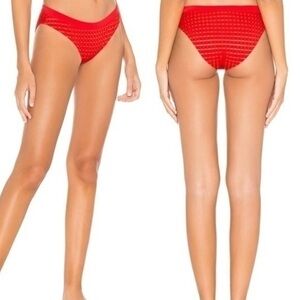 Lovers and Friends Harley Banded Waist Bikini Bottom in Red Size XL